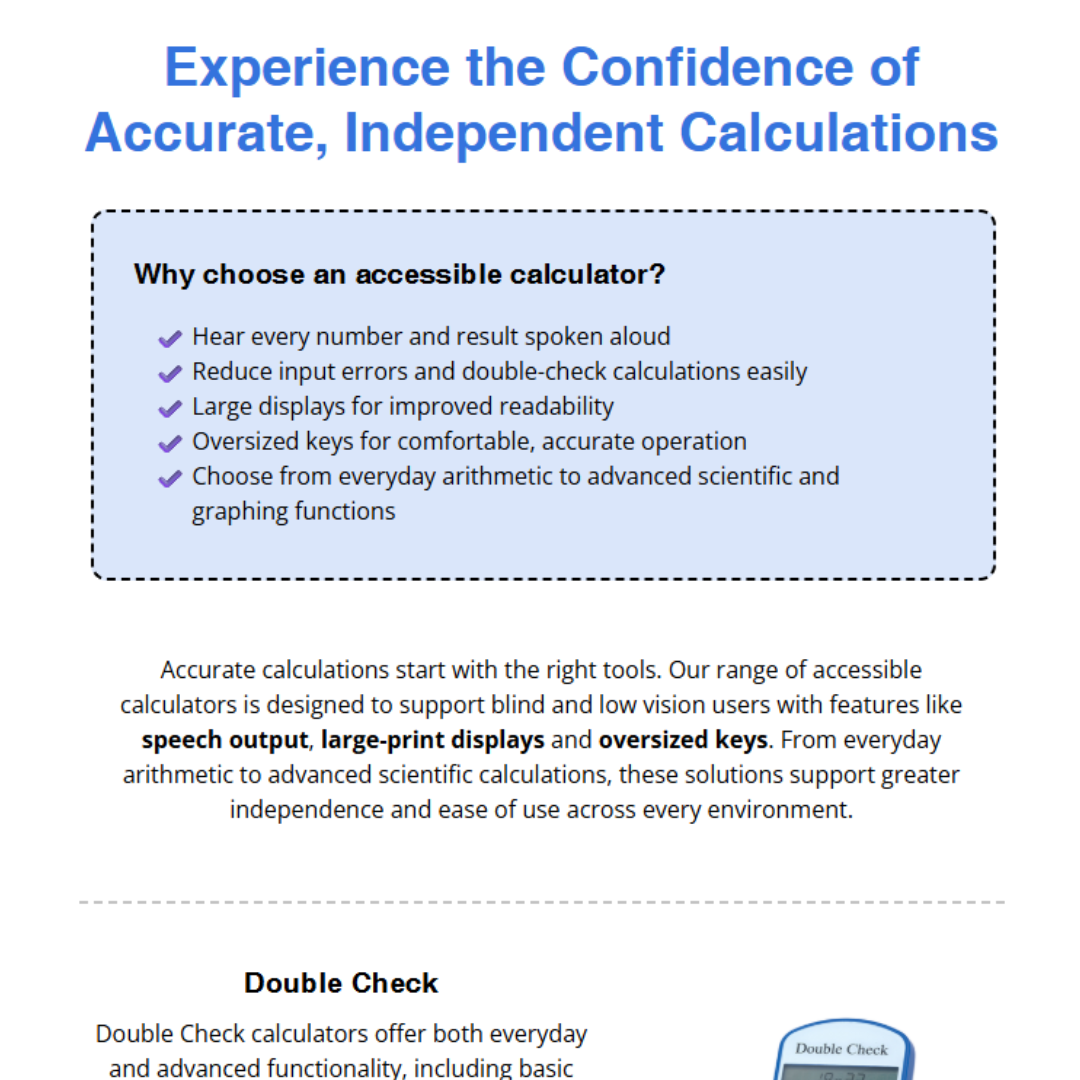 Accessible Calculators Newsletter