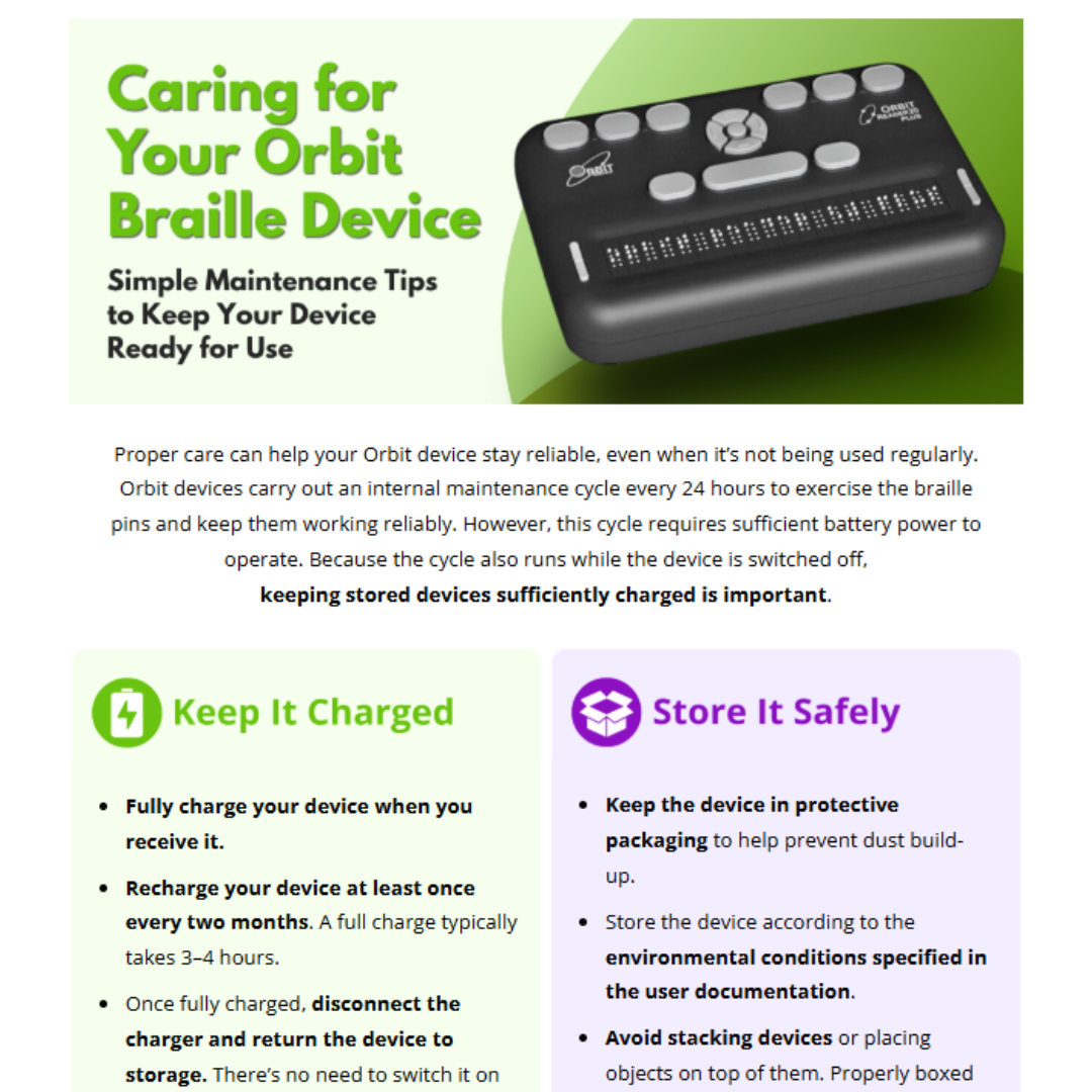 Caring for Your Orbit Device Newsletter Caring for Your Orbit Device Newsletter